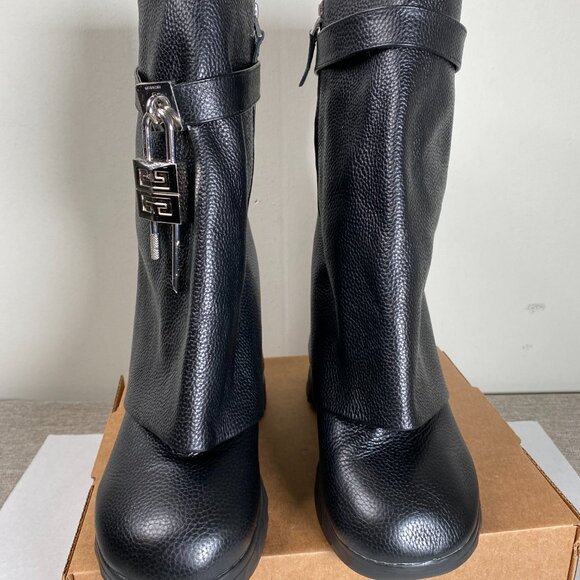 Givenchy Shark Lock Biker Ankle Boots Women's US 8 Black Calf Leather READ PLS - Picture 7 of 16